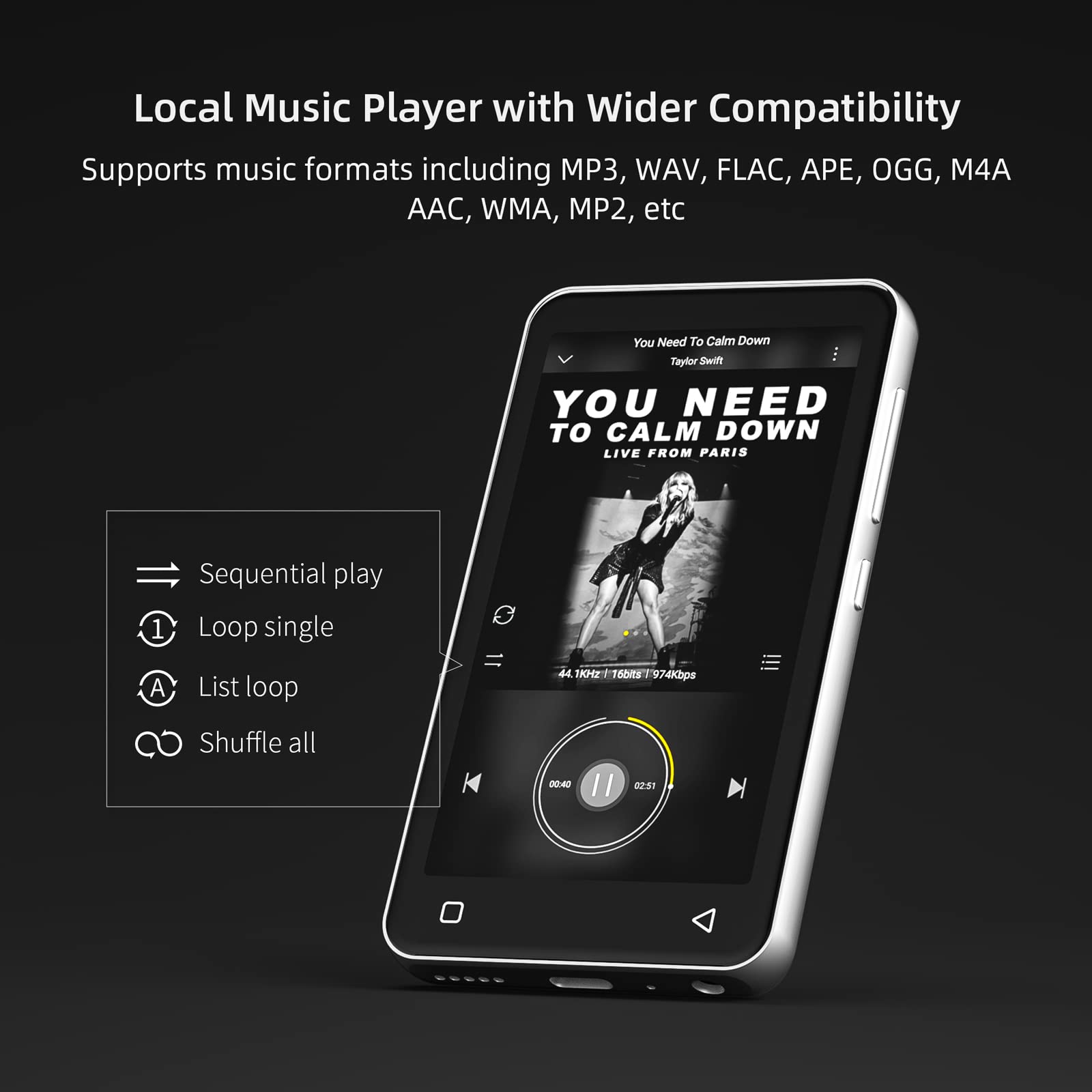 MP3 Player with Bluetooth and WiFi,MP3 Player with Spotify,Spotify Kids,Audible,Pandora,Amazon Music,4