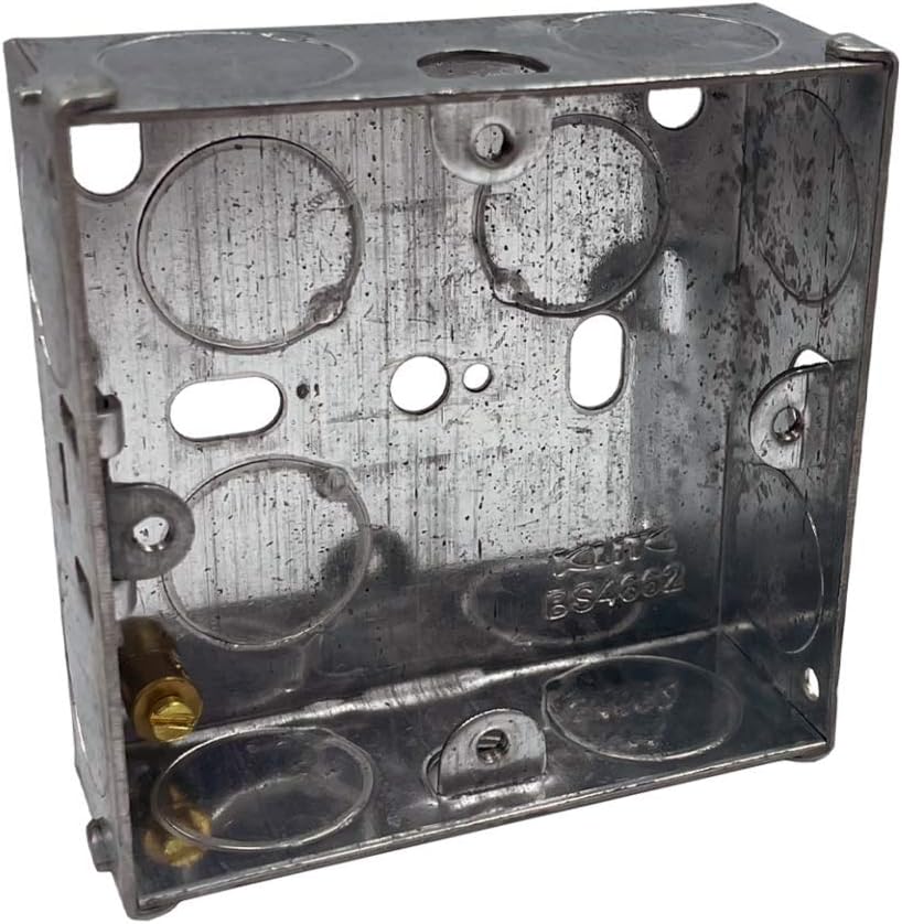 Klite 25mm Single 1 Gang Wall Pattress Metal Back Box Flush Mounted for Electrical Sockets Switches x1