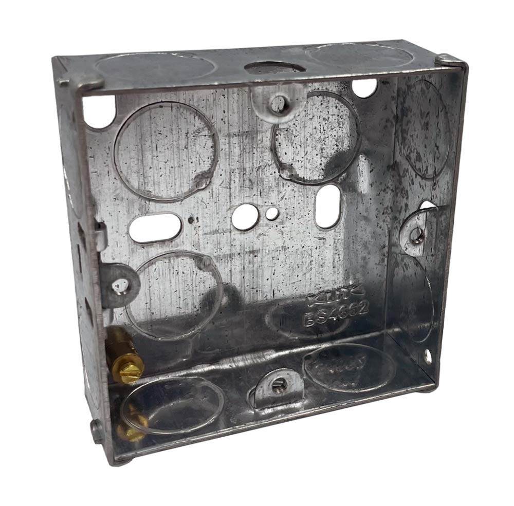 Klite 25mm Single 1 Gang Wall Pattress Metal Back Box Flush Mounted for Electrical Sockets Switches x1