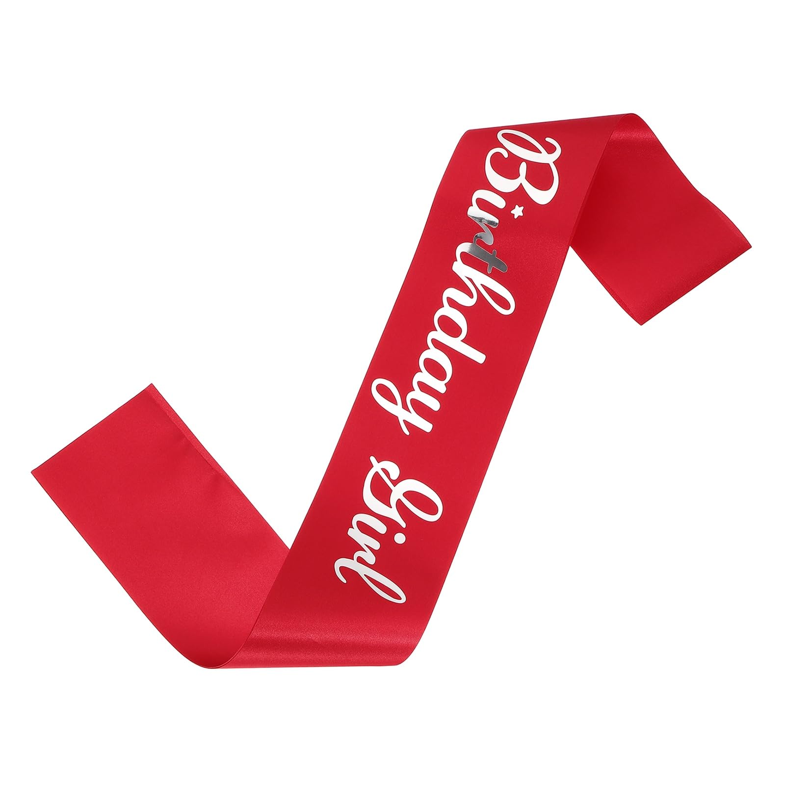 sourcing map Birthday Girls Sash with Pin Silver Sparkle Lettering Party Favors Supplies Decorations Accessories for Women Costume Gifts Sweet Birth Day, Red