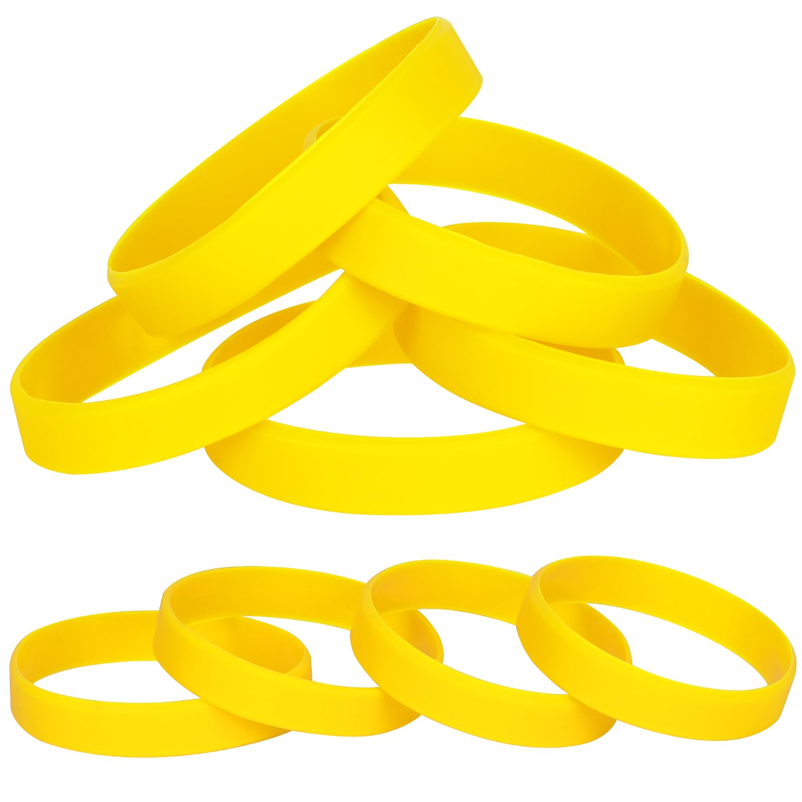 LVNRIDS Yellow Silicone Elastic Wristbands Rubber Bracelets 25 Pcs for Adult, 20.2 cm Length Coloured Wrist Bands Silicone for Business School Activity Party Events Music Festival