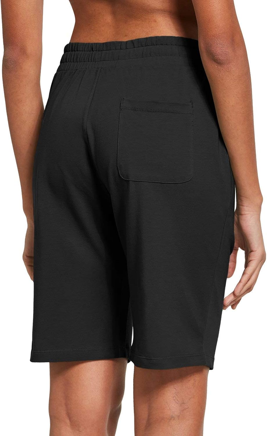 BALEAF Women's Bermuda Shorts Long Cotton Jersey with Pockets Athletic Sweat Walking Knee Length for Summer Workout : Clothing