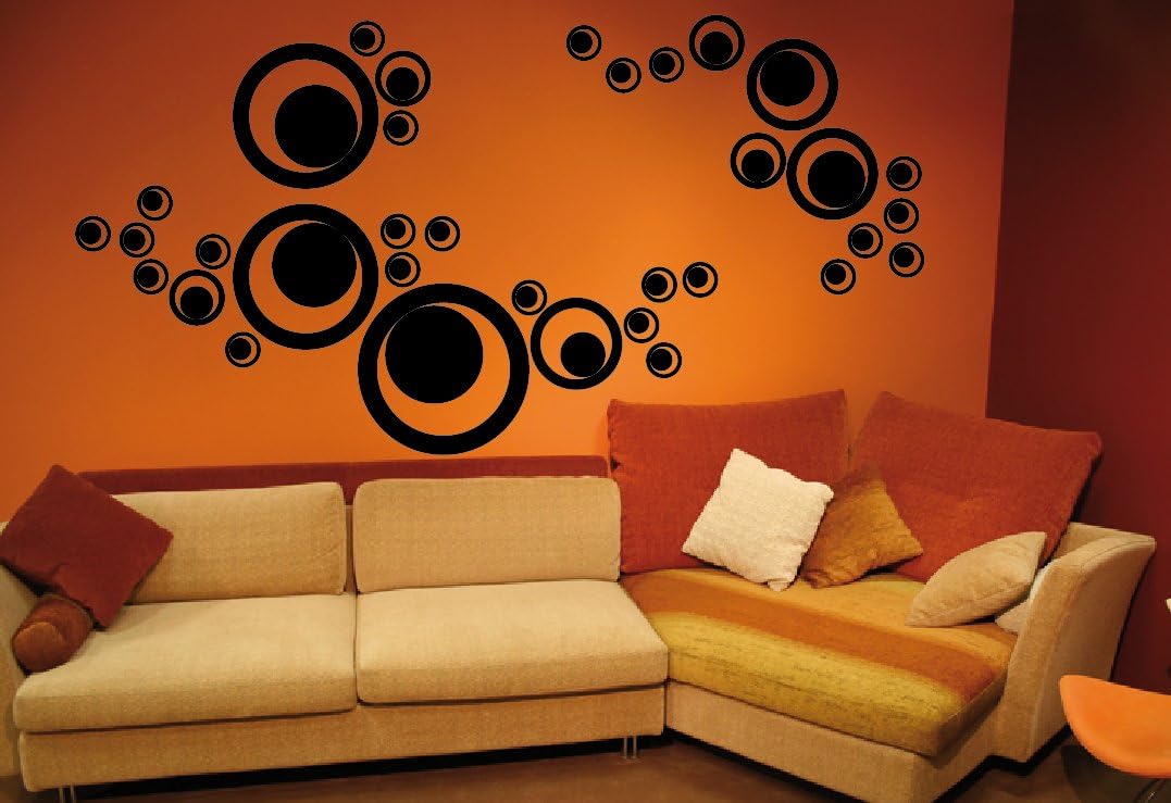 DD Dotzler Design Wall Sticker Retro Circles Drops Waterdrops – 34 Pieces – Choice of Colours – V3 light blue