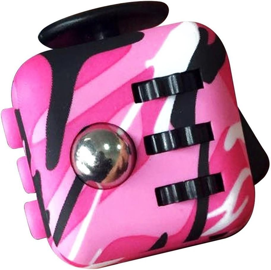 Fidget Cube Toy，Camo Anxiety Attention Stress Relief for Children and Adults and ADHD(Pink camouflage)