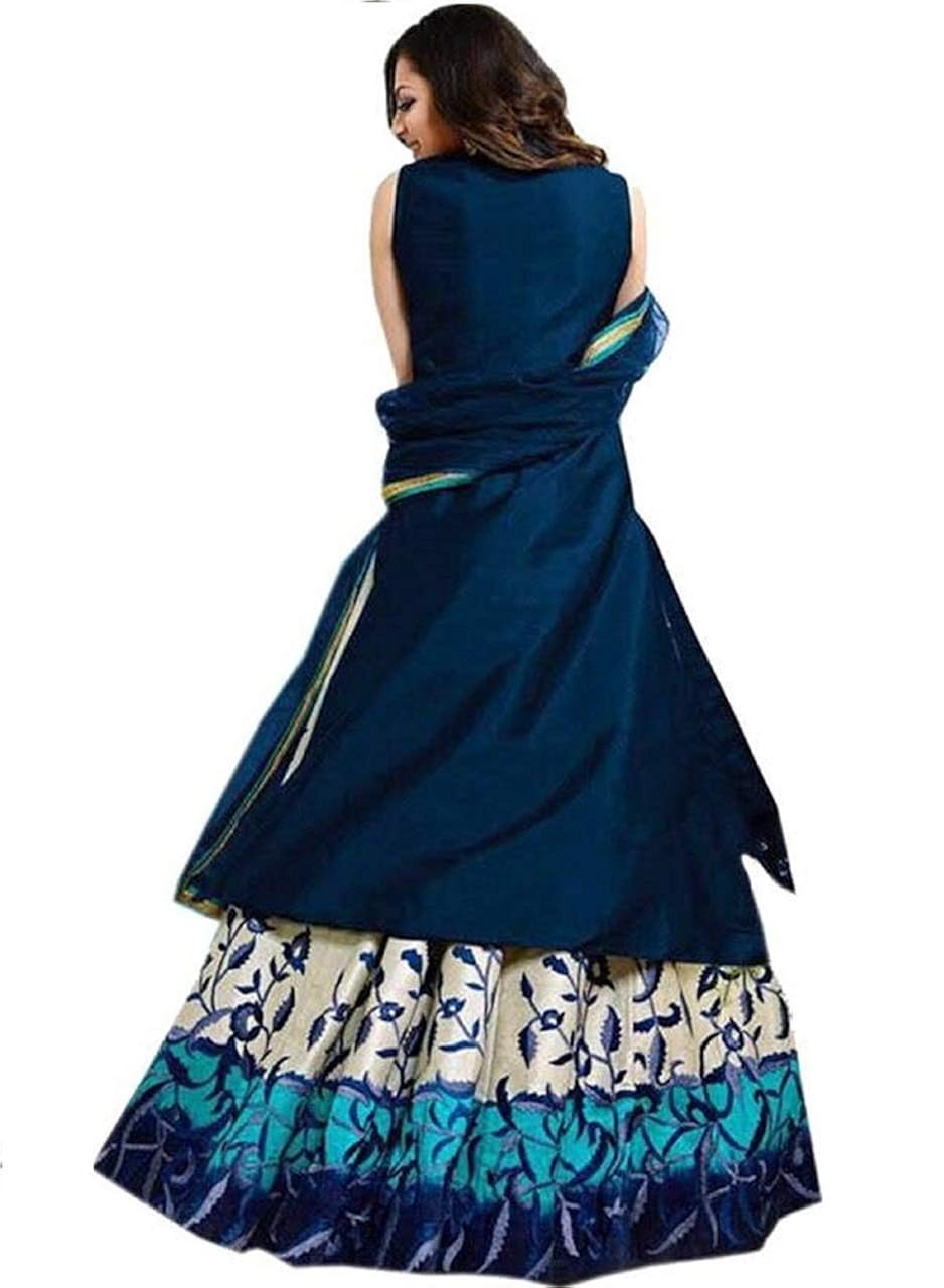 krishav enterprise exclusive embroidered lahenga choli and dupatta set(free size)