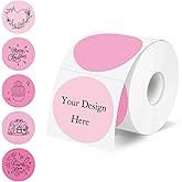 YEGAWEN 2 Inch Round Thermal Label Stickers, Pink Gradient Circle Thermal Stickers Labels, Direct Thermals Printer Label for Logo Design-300 Sheets/1 Roll