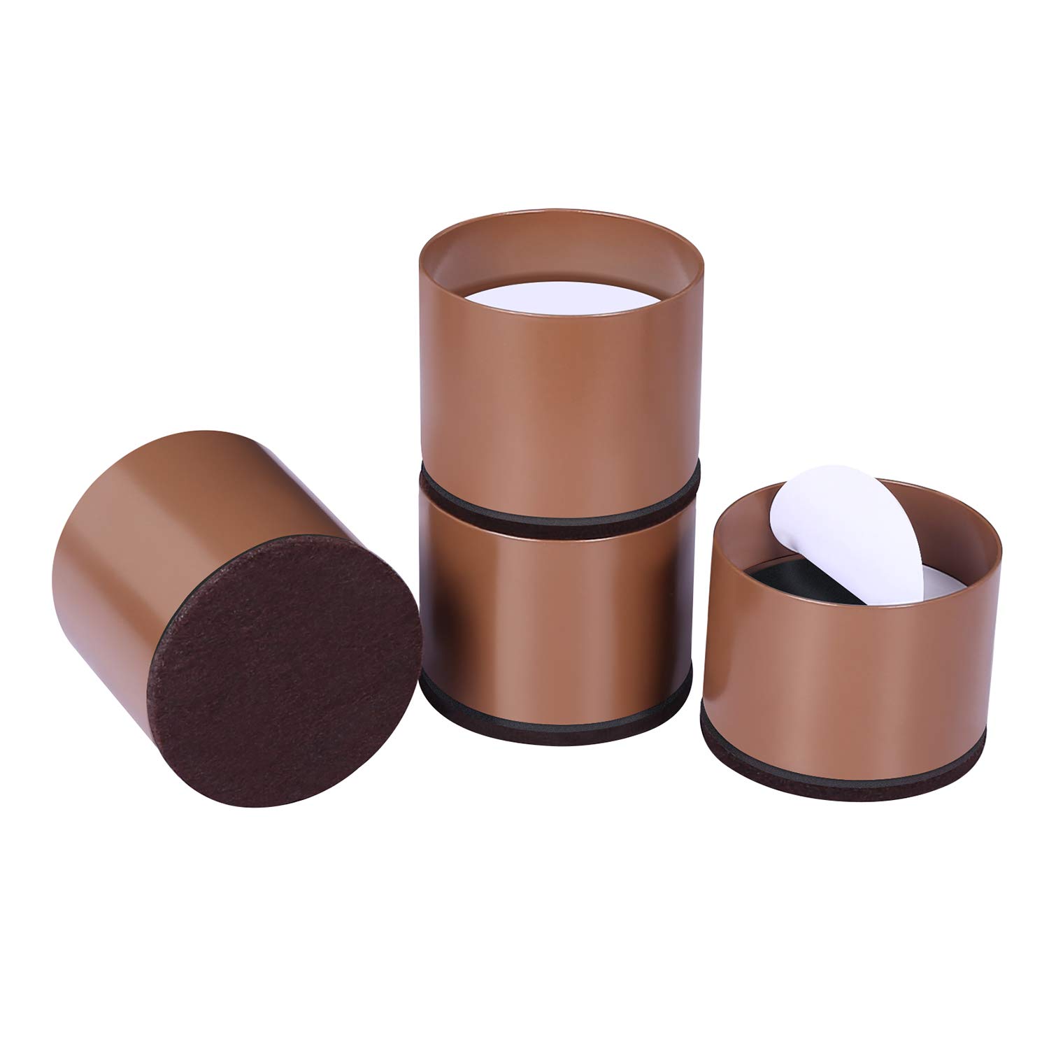 Ezprotekt Bed Risers Heavy Duty Furniture Risers for Sofa Table Couch Lift Height of 1.2 Inches, Bottom Pad Protect Floors, Solid Steel Offer Strong Support, Set of 4 (White, Brown) — image 1