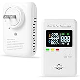 Plug in Natural Gas & Carbon Monoxide Detectors,4-in-1 Real-time Display & Monitor,Low-Concentration Detect, Combination Gas,Propane Detector & CO Alarm for Home,Camping,RV, Apartment