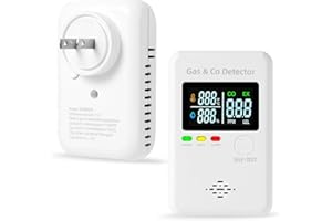 KOABBIT 4 in 1 Natural Gas & Carbon Monoxide Detectors,Real-time Display & Monitor,Low-Concentration Detect,Plug in Combination Gas & CO Alarm,Propane Detector for Home,Camping,RV, Apartment