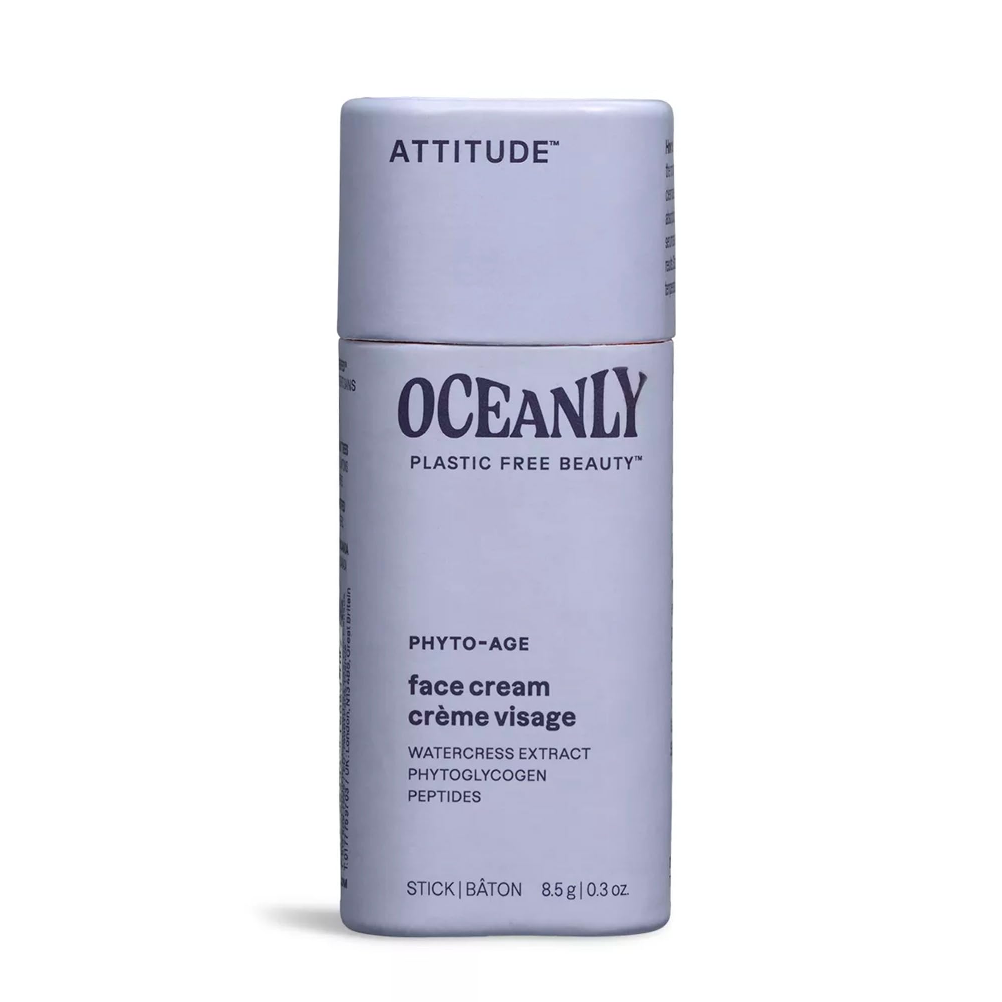 ATTITUDE Oceanly Face Cream Stick, EWG Verified, Plastic-free, Plant and Mineral-Based Ingredients, Vegan Skin Care Products, PHYTO AGE, Unscented, 8.5 grams