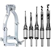 Jecoupoon Square Hole Drill Bit 1/4" 5/16" 7/16" 1/2" 5/8" and Adapter | Compatible with Bench Drill Presses and Hand Drill Clamps
