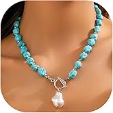 Hclian Dainty Layered Choker Necklace Bohemian Turquoise Necklace 14K Gold Plated Dainty Y Pendant Necklace Beach Fashion Pendant Choker