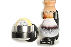 Anbbas 5IN1 Shaving Brush Set,Nylon Bristles Wood Handle and Stainless Steel Soap Bowl,ABS Wall Mounted Shaving Holders for Brush and Bowl with 3.5 oz Shaving Soap Refill