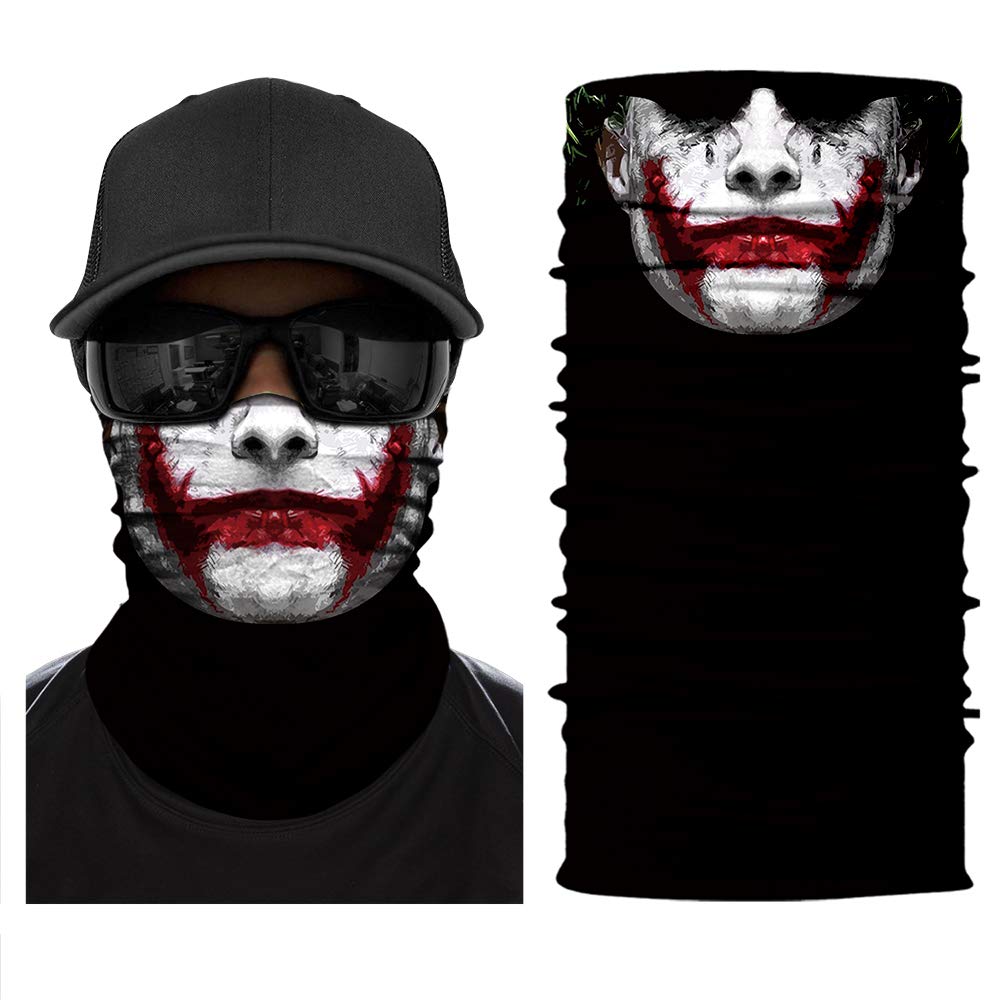 Tube Scarf - 3D Face Bandana Mask Unisex Seamless Tube Headbands Headwrap, UV Resistance Outdoors Mutifunctional Headwear Balaclava (BlackB)