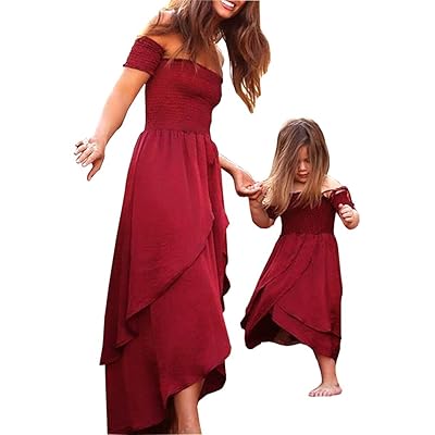 open lace back dress Family Matching Dress Square Neck Collar Bell Sleeve Floral Party Dres –  ChildAngle main image 0