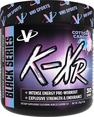 VMI Sports® K-XR® Pre Workout Extreme Energy & Performance Powder, Featuring Beta Alanine, Huperzine, Taurine & Choline for Intense Focus & Endurance, Cotton Candy, 30sv