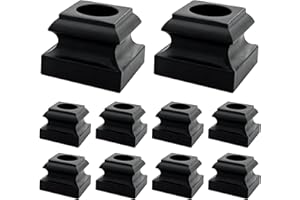 DEVALLEY Iron Balusters Flat Shoes - Aluminum Alloy Staircases Shoes for 5/8 Inch Round Interior Balusters,Wrought Iron Spindle Shoes with Screws,Satin Black - Set of 10…