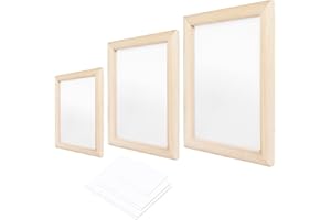 Fjgyjt 3Pcs Wooden Papermaking Frame Kit A4 A5 A6 Sizes Paper Making Screen with Mesh for DIY Craft Projects Handmade Gifts f