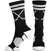ChalkTalkSPORTS Hockey Performance Crew Socks - Crossed Sticks - Multiple Colors - Hockey Mid-Calf Socks