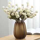 Xshelley 6pcs Pompon Mum Artificial Flower,Faux Silk Mini Chrysanth with Stems,for DIY Bouquet Centerpieces Office Wedding Decoration (White)