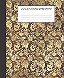 Composition Notebook: Faux Golden Floral Flower Pattern College Ruled Notebook Lined School Journal
