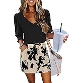 ETCYY NEW Summer Dresses for Women Dressy Casual 3/4 Length Sleeve Womens Fall Dress with Smocked Cuffs