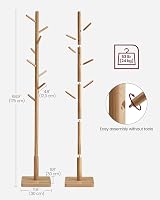 VASAGLE Coat Rack Solid Wood Free Standing Coat Tree 8 Hooks Natural Beige view 7