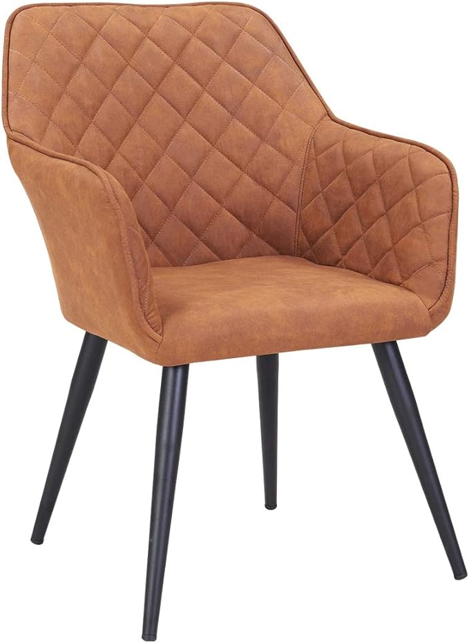 Duhome Esszimmerstuhl aus Stoff Lederoptik Orange-Braun Kupfer-Braun