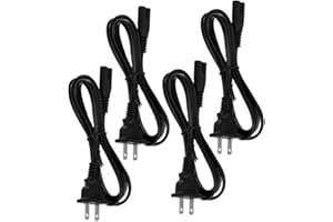 GALPADA 4pcs 1.5m 2-Prong Power Cord Replacement for TV Printer Computer, US Standard AC110V Black Power