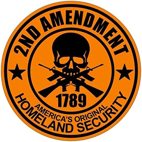 1-Pcs Super Popular 2nd Amendment Car Stickers Safety Labels Safety Bumper Self-Adhesive Size 5" Color Black on Orange Background