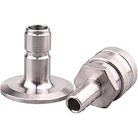 DERNORD Stainless Steel Quick Disconnect Set -Beer Brewing Tri Clover Connector Kit (Barb female/tri clamp male)