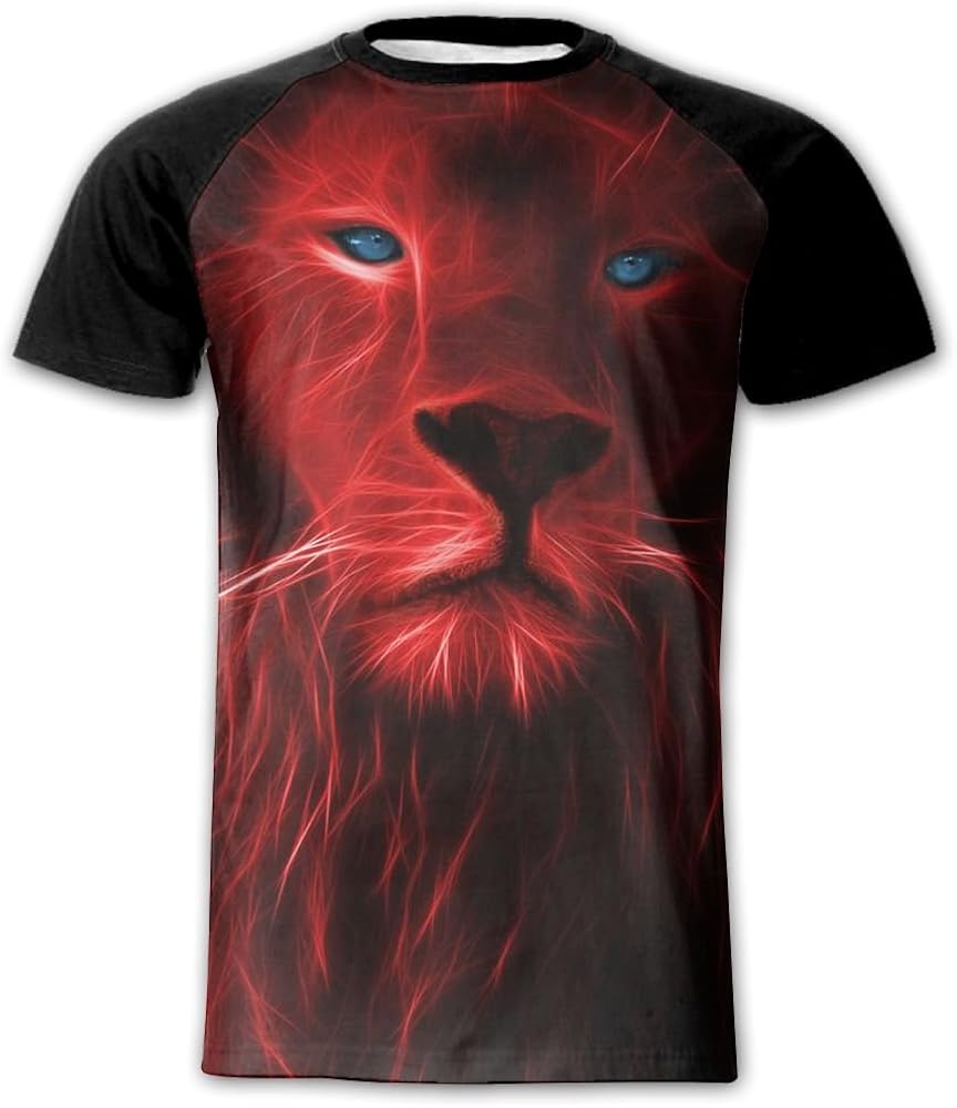 Amazon.com: Custom Men's Tee Red Lion T Shirt Short Sleeve Raglan T ...