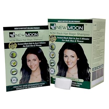 NEW MOON Noni Black Hair Shampoo Instant Hair Dye Color 10 Pieces (20 ml)
