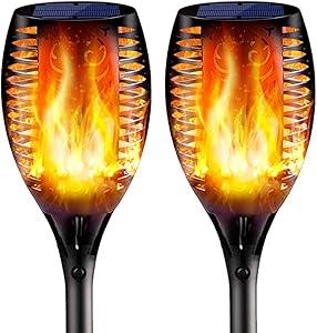 2PCs Solar Torch Lights Outdoor, 43 inch 96 LED, Waterproof Landscape Garden Pathway Light with Vivid Dancing Flickering Flames, with Auto On/Off Dusk to Dawn, for Christmas Lights Decoration