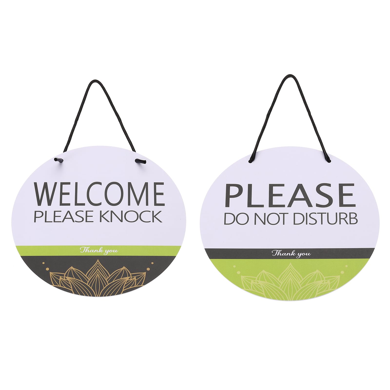 PATIKIL Please Do Not Disturb Door Hanger Sign, PVC Double Sided Welcome Please Knock Sign Decor for Office, Meeting, Session, Home, Recording, Green White, 9" x 9"
