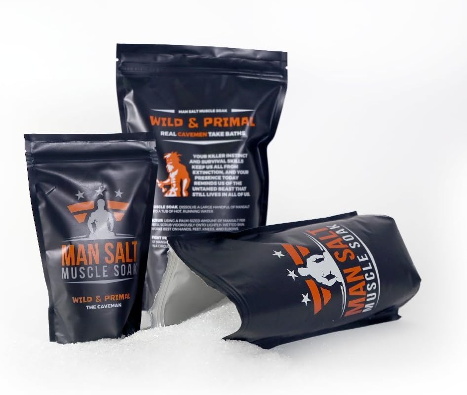 ManSalt Muscle Soak -Epsom Salt Bulk- - Best Bath Salts (Caveman, 1LB)