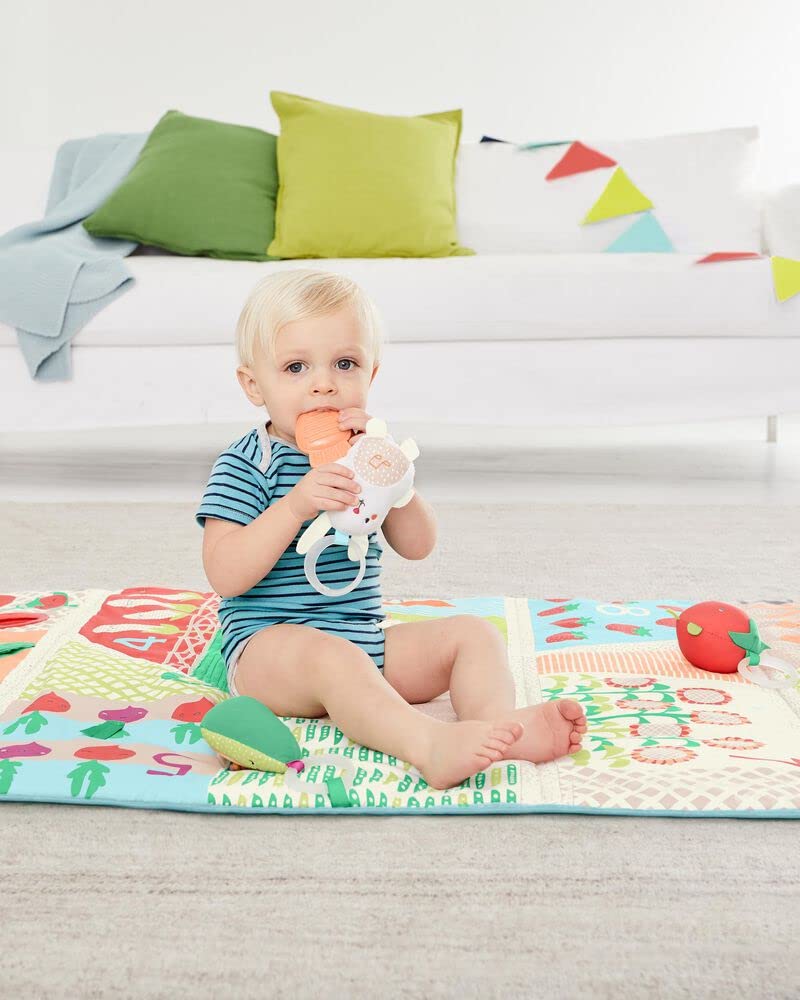 Skip Hop Tummy Time Mat, 3-in-1 Activity Baby Play Gym, Age 0+, Farmstand Grow & Play, Green