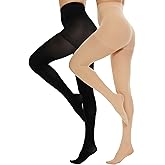 CozyWow Womens Run Resistant Opaque Tights with Control Top,80D High Waist Pantyhose,Ultra Soft and Stretchy