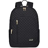 LOVEVOOK Laptop Backpack for Women, 15.6 Inch Anti Theft Computer Bag, Large Capacity Travel Backpacks, Work College Commute Backpack, Lightweight Quilted Bags Purse for Women Nurse Teacher, Black