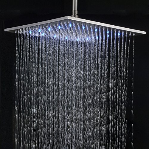 Senlesen Rainfall 16-inch Square Shower Head High Pressure Top Spray Without Shower Arm Ceiling Mount Brushed Nickel