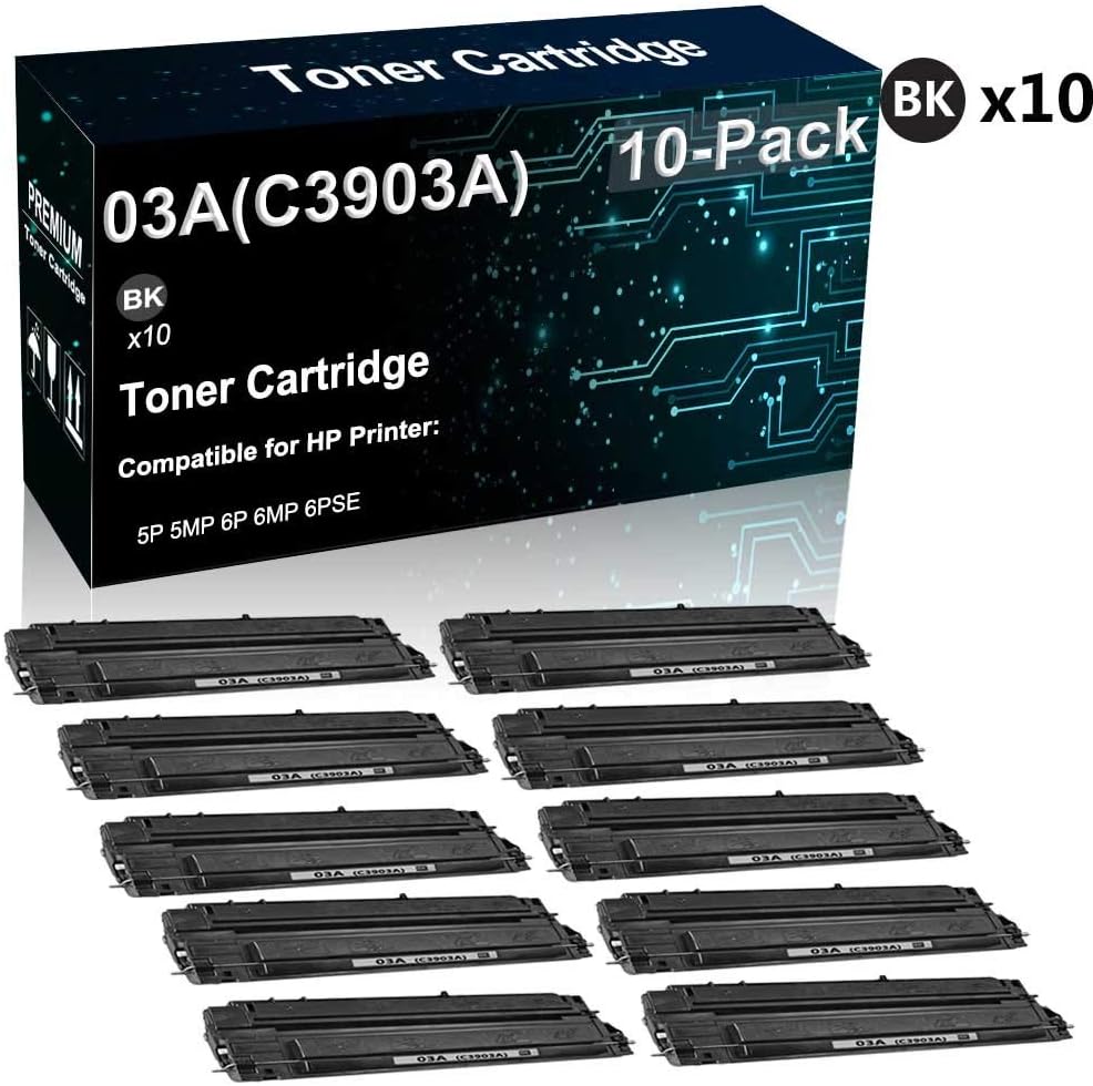 10-Pack (Black) Compatible High Yield 6pse Laser Printer Cartridge Replacement for HP 03A(C3903A) Toner Cartridge