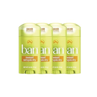 Ban Antiperspirant Deodorant, Invisible Solid, Sweet Simplicity, 2.6 Ounce (Pack of 4)
