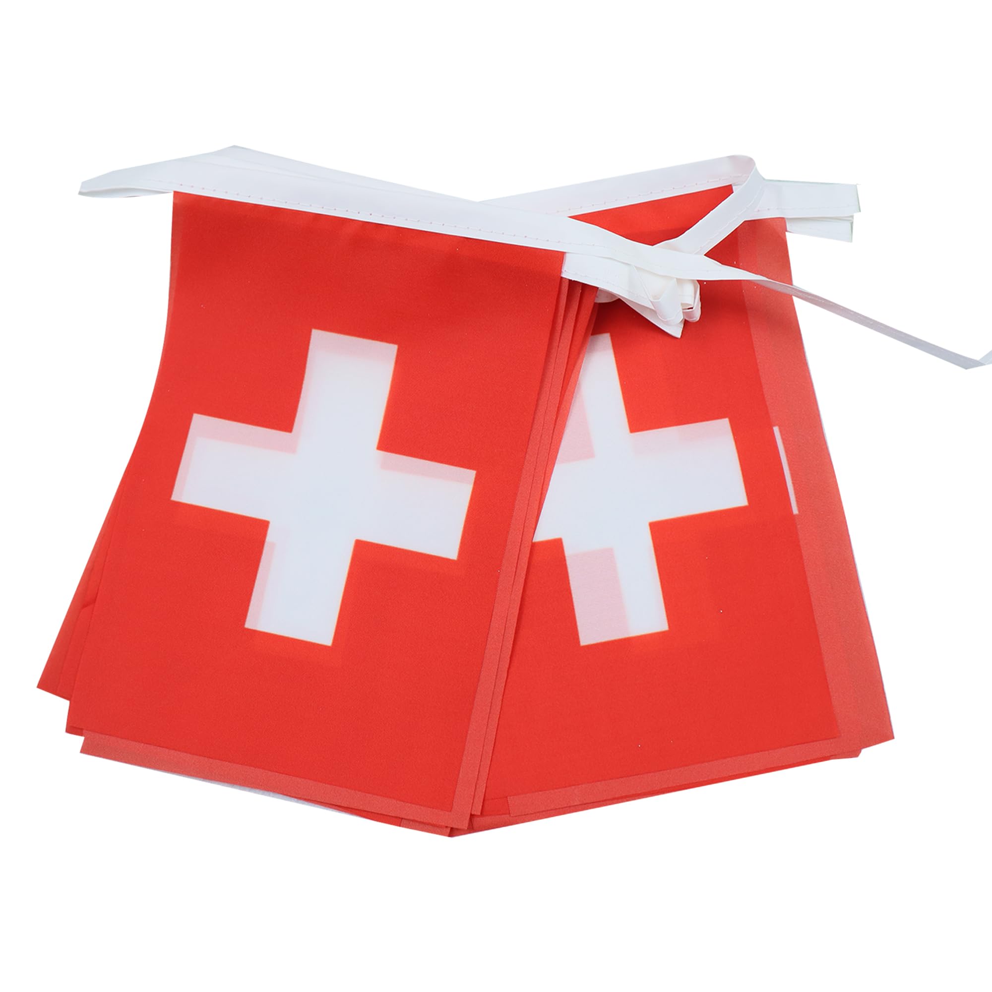 AZ FLAG Switzerland Bunting Flag, 20 Ft Garland with 20 Small Swiss Flags 8'' x 6'', 100% Polyester String Pennant, 6 meters — image 1