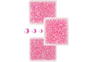 qiipii Dark Pink AB Resin Rhinestones for Crafting 3mm 4mm 5mm Pink AB Flatback Jelly Stones Bulk SS10 SS16 SS20 Non-Hotfix Diamonds Crystals Gems for Nails Face Eyes Makeup Mugs Tumblers DIY Crafts