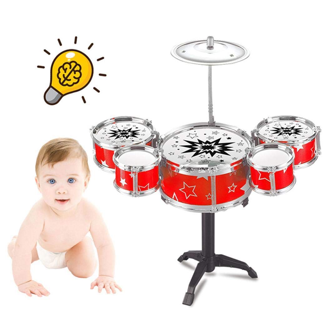 Xixou Kids Deluxe Jazz Drums Kit Musical Instrument Toy with Cymbal Stool Christmas Birthday Gift