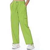 Womens Cargo Joggers Parachute Y2K Pants Lightweight Hiking Travel Scrub Pants Elastic Waist with Drawstring Quick Dry