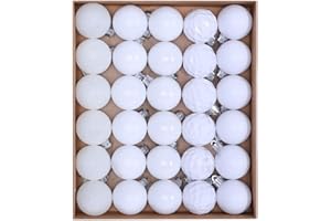 HipTree 30ct Christmas Halloween Ornaments Tree Decorations Set-1.57 Inch White Shatterproof Decorative Hanging Ball Ornament Bulk,Mini Xmas Tree Tabletop Decorations for Fall Holiday Party Home Decor