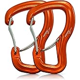 Travel Bird Heavy Duty Carabiner Clip Hook 8KN (1763 lbs), 2 PCS Ultra-Light Aluminum Caribeaners with Double Door D Ring Shape, for Hammock, Camping, Hiking, Backpacking, Dog Leash, Keychain Clip