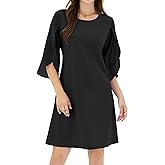 ZAFUL Women's 3/4 Flutter Chiffon Sleeve Cocktail Dress Crew Neck Formal Wedding Guest Dresses