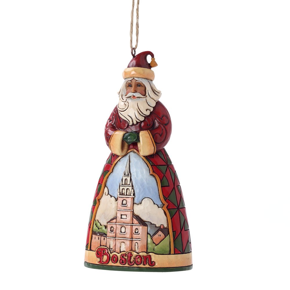 Jim Shore Heartwood Creek Boston Santa Stone Resin Hanging Ornament, 4.5”